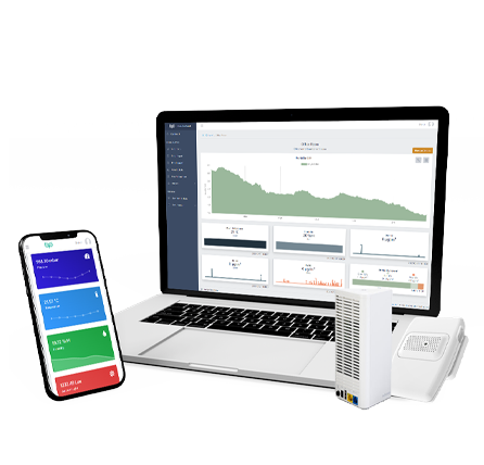Cloud enterprise air quality monitoring dashboard with BLE gateway and multi-sensor support